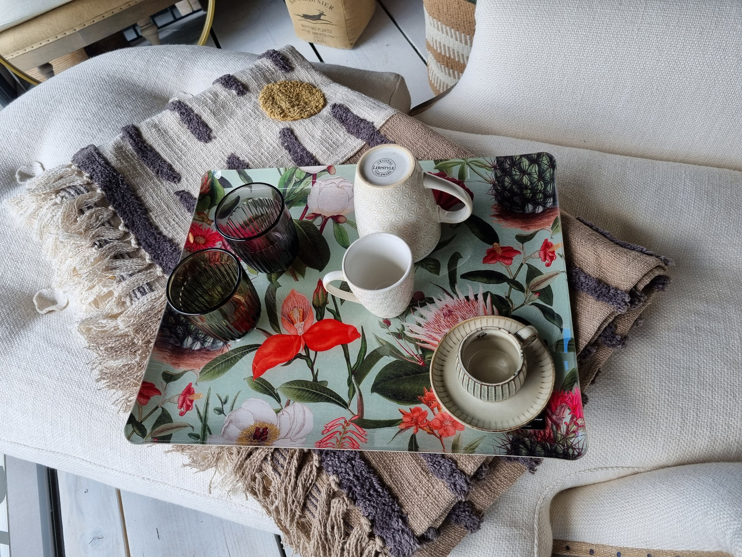 A TABLE Tasse café Ivy Fleur Blanc en grès