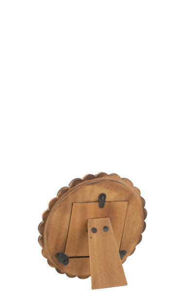 DECORATION Cadre photo Rond Bois/Resine Noir/Blanc 15X15cm