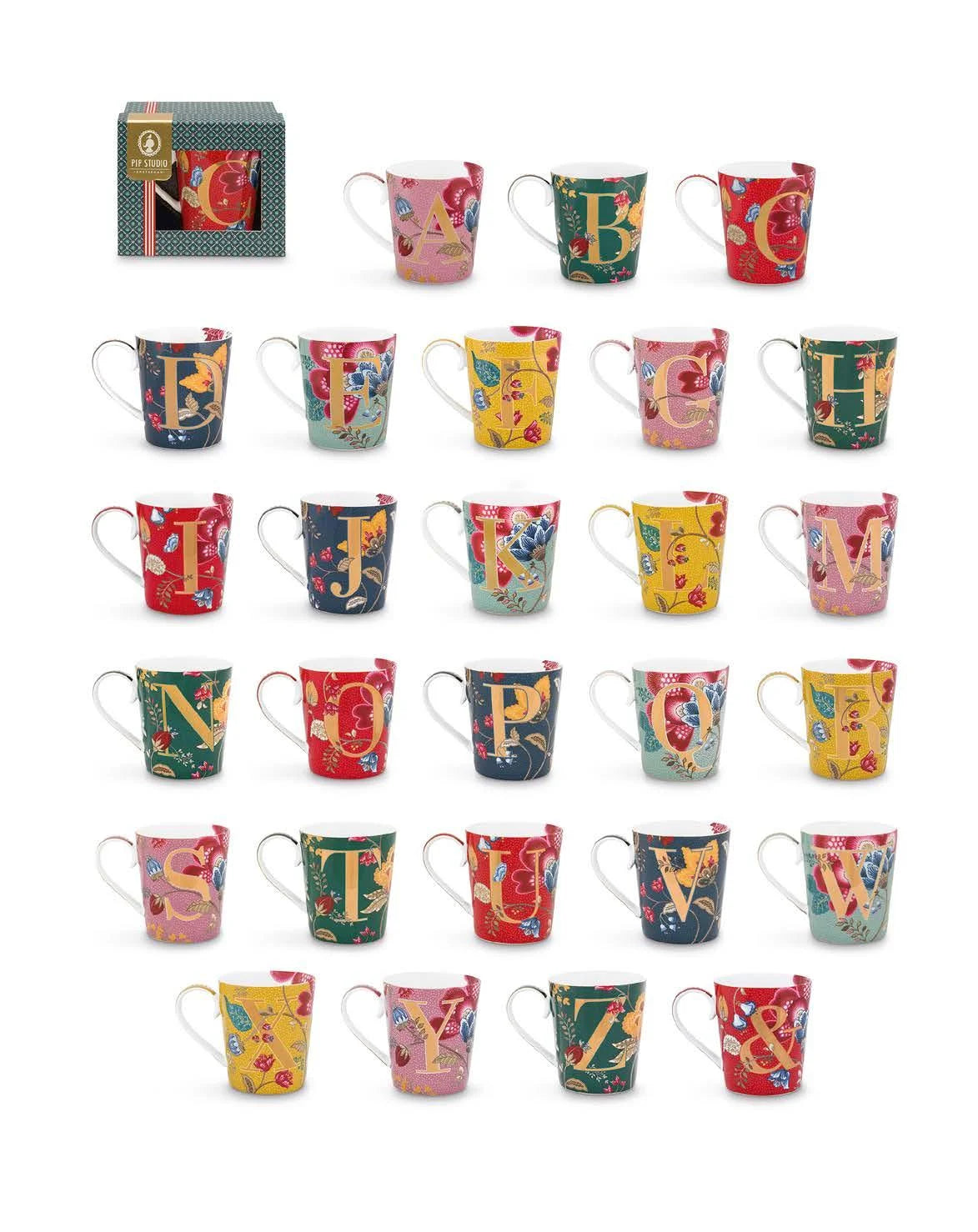 A TABLE Mug ALPHABET -A Rose en porcelaine