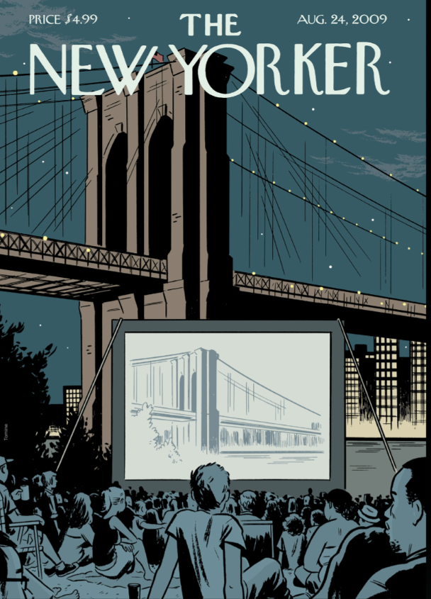 Illustration THE NEWYORKER DOUBLE FEATURE TOMINE ADRIAN 30X40