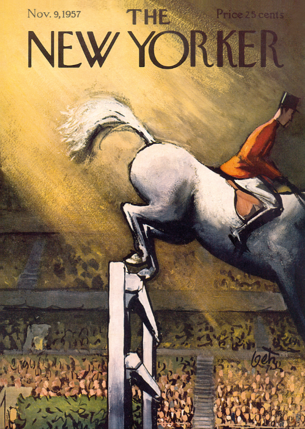 Illustration THE NEWYORKER HORSE JUMPING GETZ 30X40