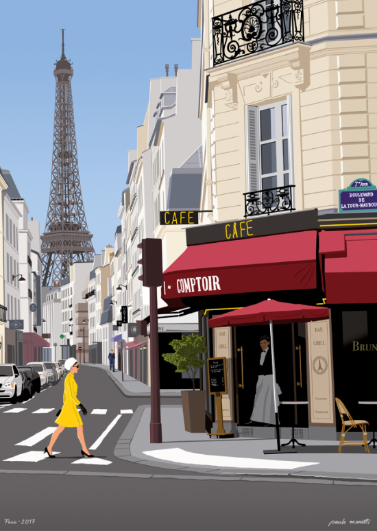 Illustration Rue Saint-Dominique MARIOTTI PAULO 30X40