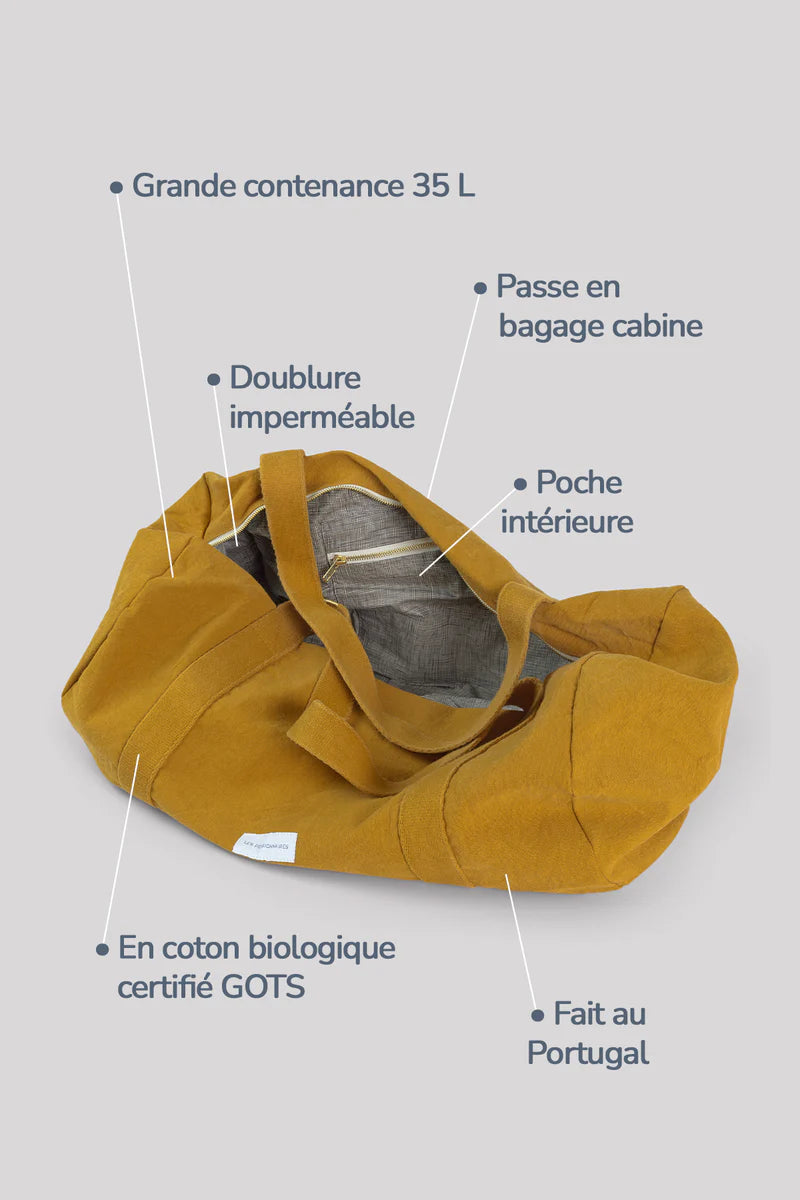 Sac bowling coton bio 50x30 Jaune safran