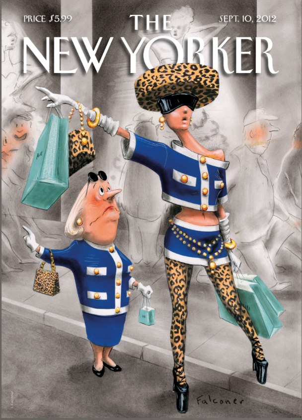 Illustration THE NEWYORKER 24 SHOPPING FALCONER 30X40
