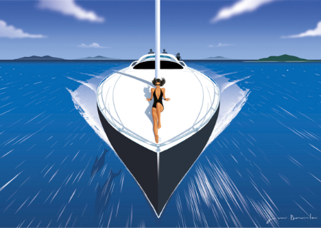 DECORATION Murale illustration SPEEDBOAT JASON BROOKS 30X40