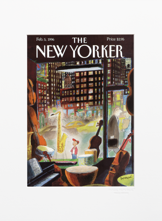 Illustration THE NEWYORKER THE BOY SAXOPHONE 62 SEMPE 30X40