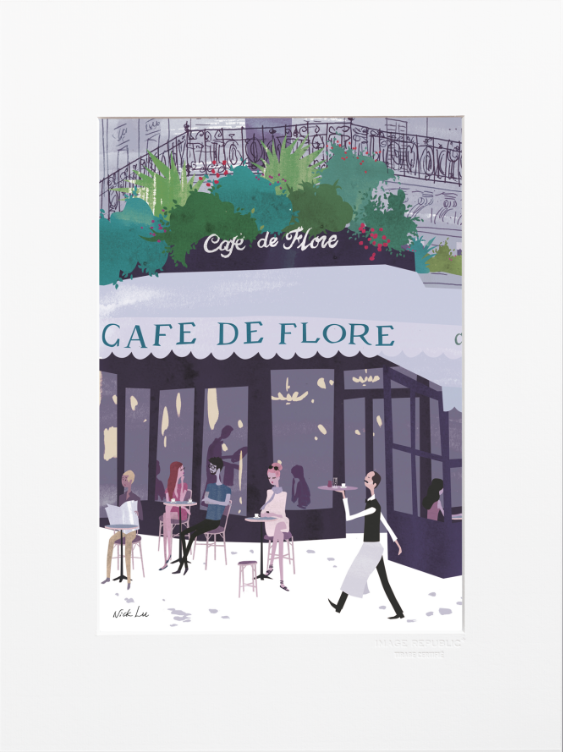 Illustration PARIS CAFE DE FLORE WLPP 30X40