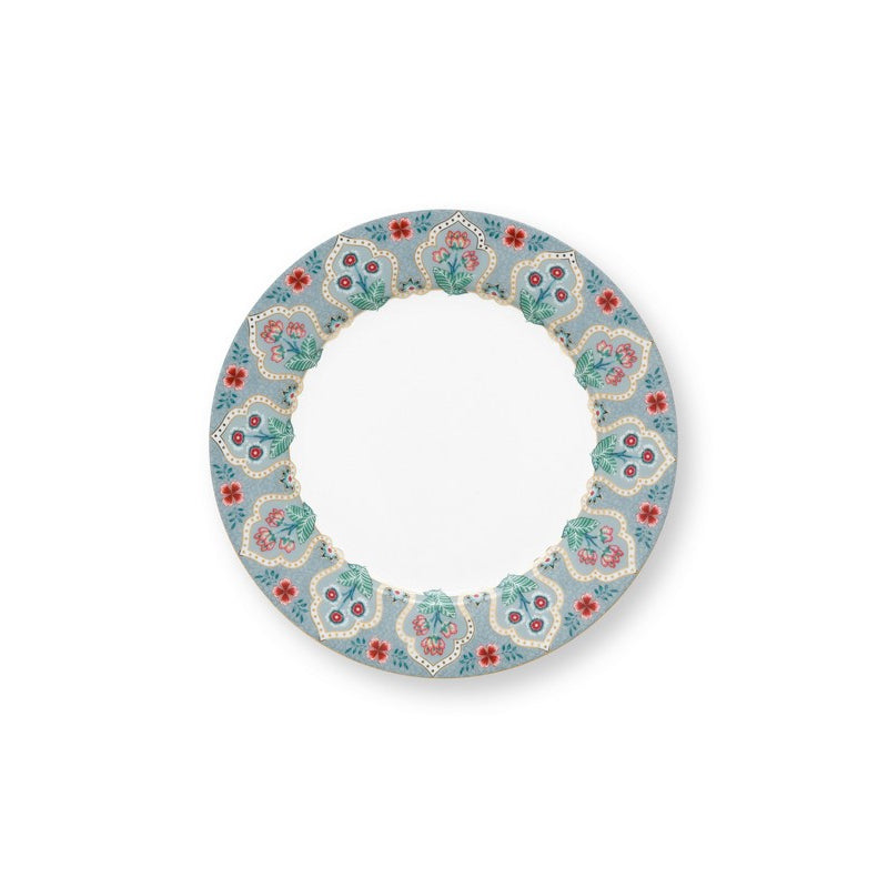 A TABLE Assiette dessert Flower Festival Bleu clair 21cm en porcelaine