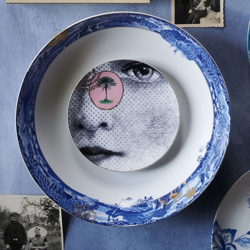 A TABLE Assiette plate Héritage Visage Noir/Blanc en porcelaine - 12cm