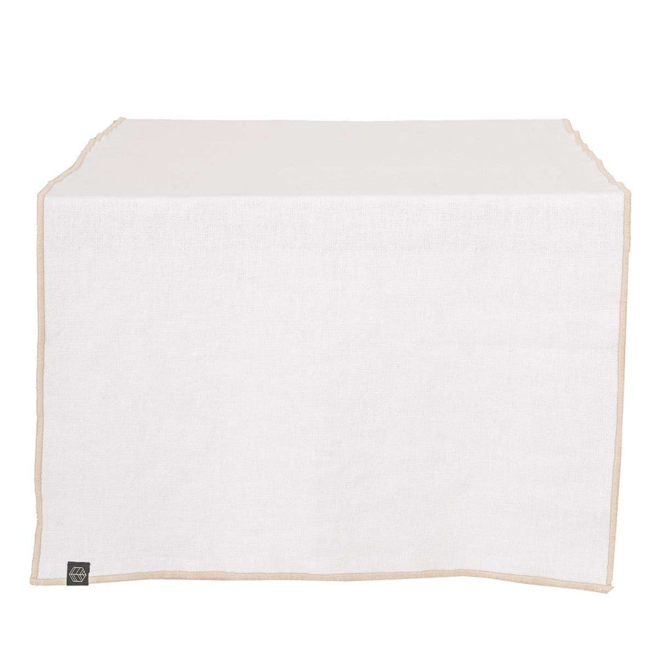Chemin de table lin-coton 48x160 Blanc