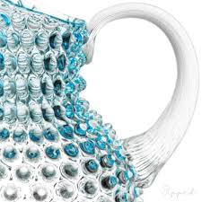 A TABLE Carafe cristal de Bohême Aquamarine anse transparente 2L