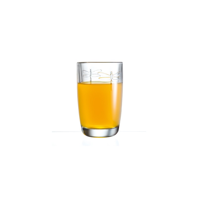 A TABLE Verre Set de 6 Long Drinks transparents LIBELLULES