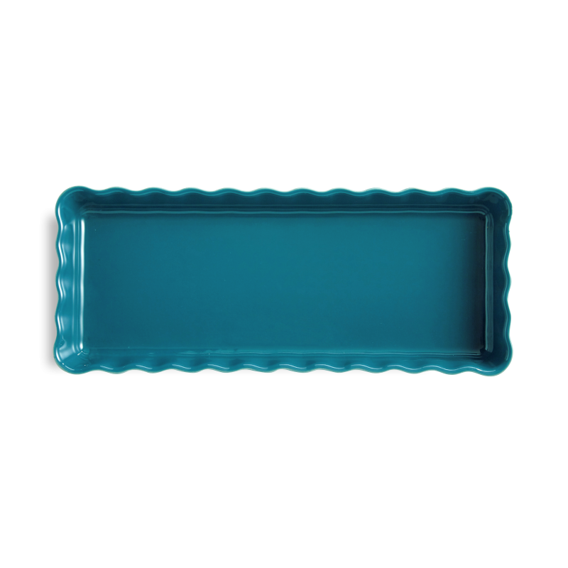 AU FOUR Long plat à tarte Bleu Calanque en céramique