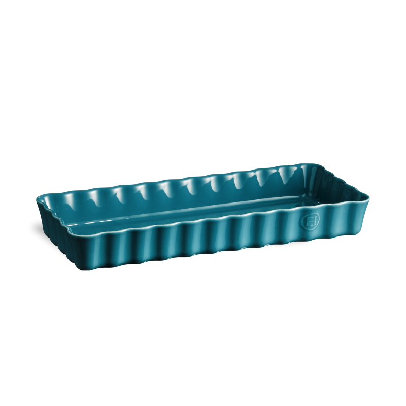 AU FOUR Long plat à tarte Bleu Calanque en céramique
