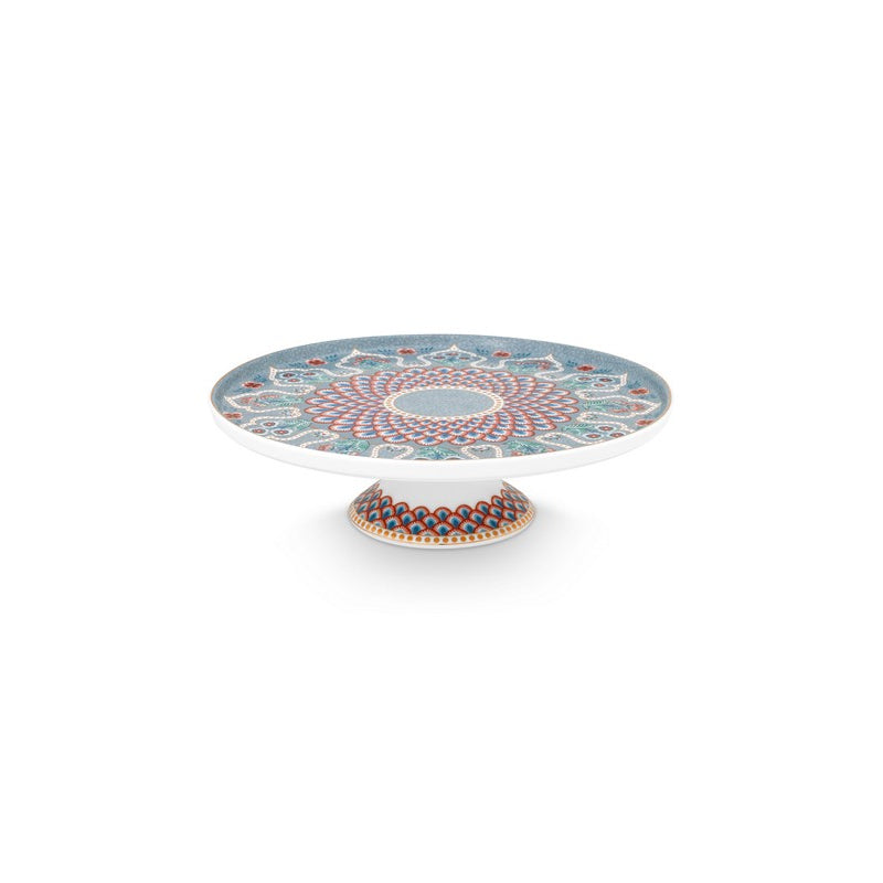 A TABLE Mini plat à gâteau Flower Festival Scallop Déco Bleu-clair 21cm