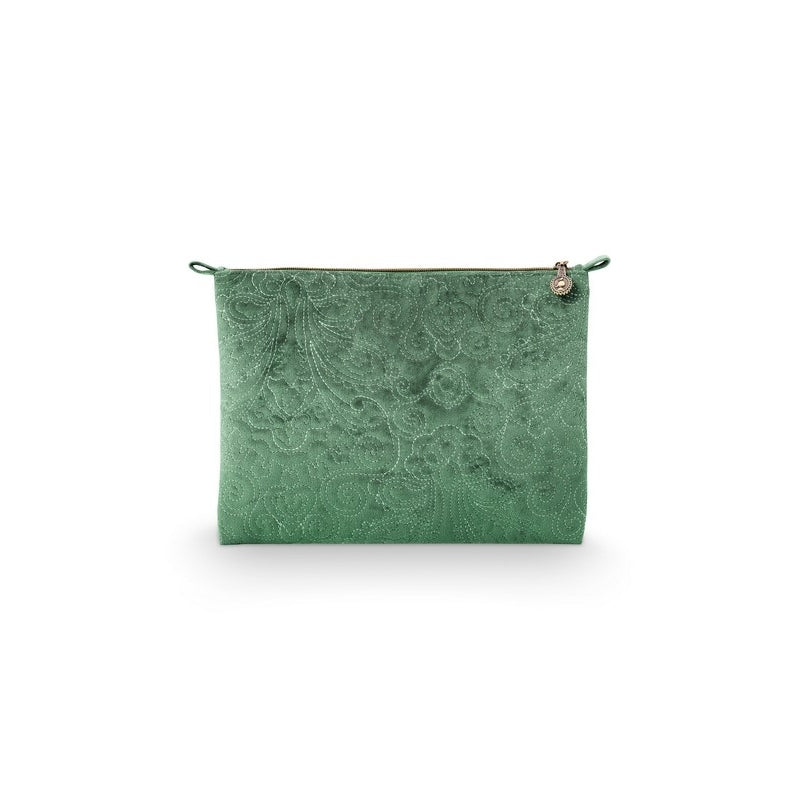 Pochette Velours Vert brodé