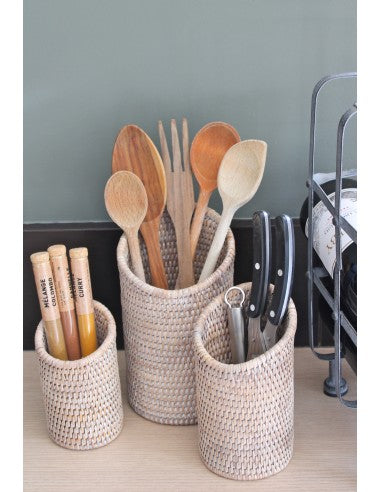 EN CUISINE Pot multi-usages Large Blanc en rotin