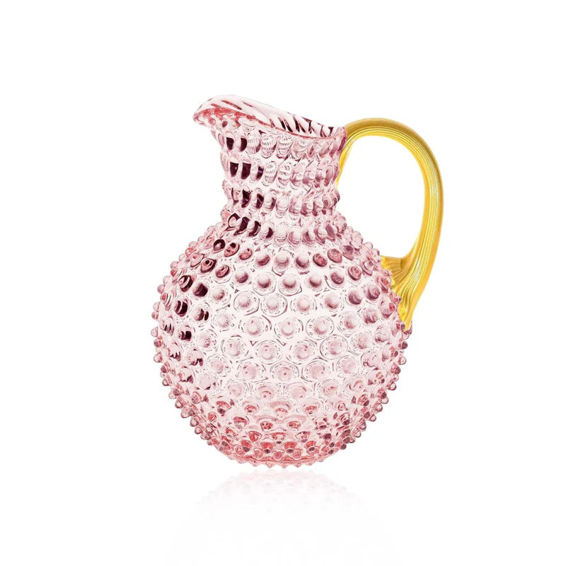 Carafe cristal de Bohême Rosaline anse dorée 2L