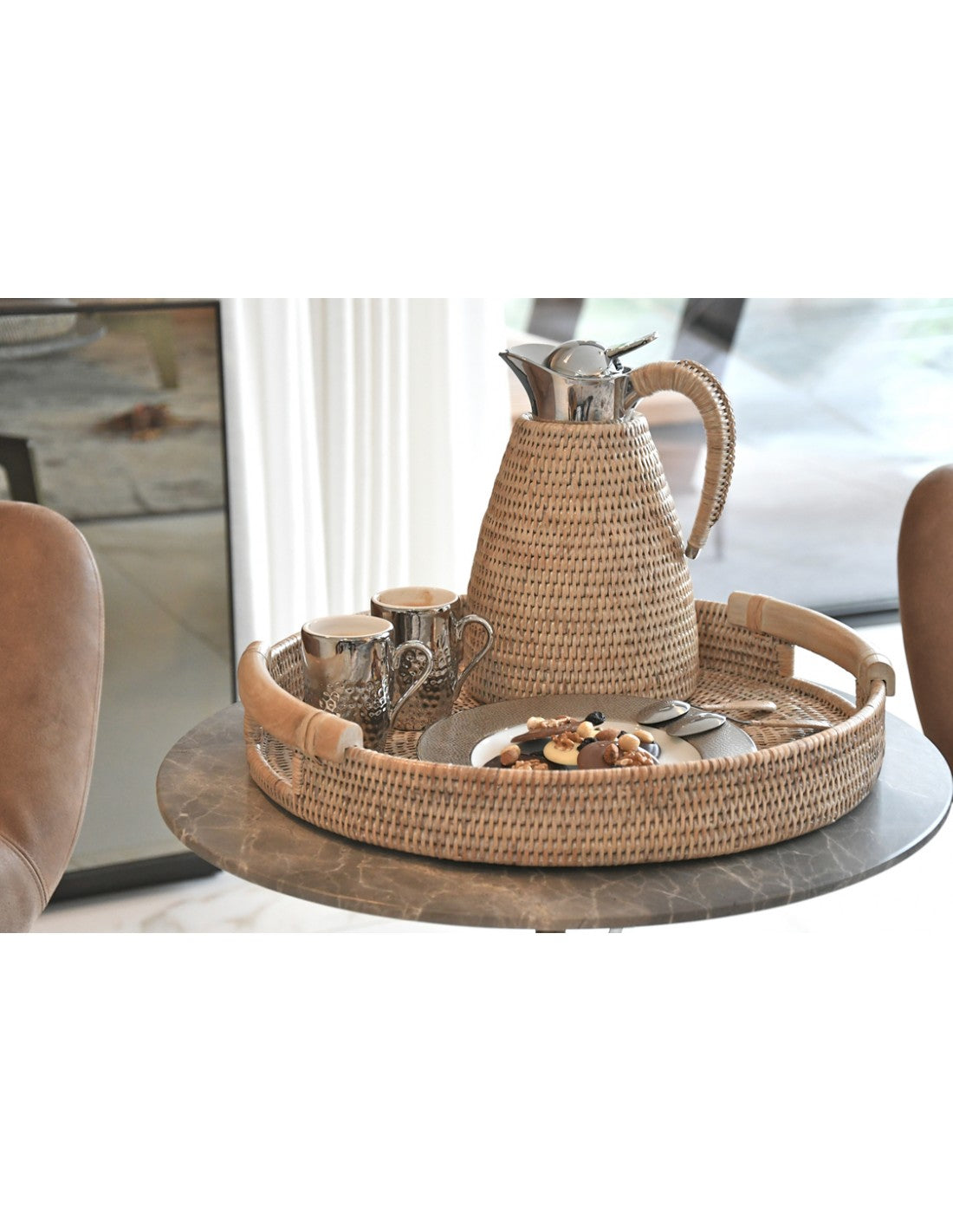 A TABLE Verseuse isotherme Blanc ZENITH cérusé en rotin