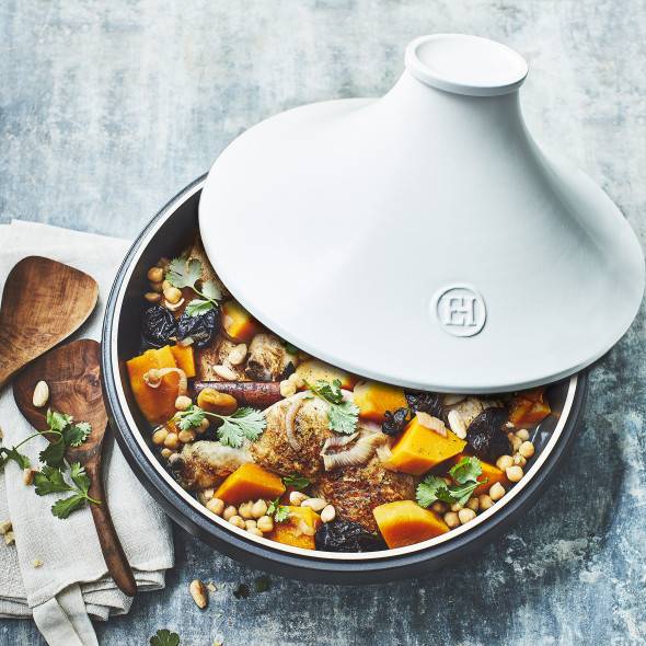 EN CUISINE Tajine 32cm Duo Blanc/Ardoise en céramique