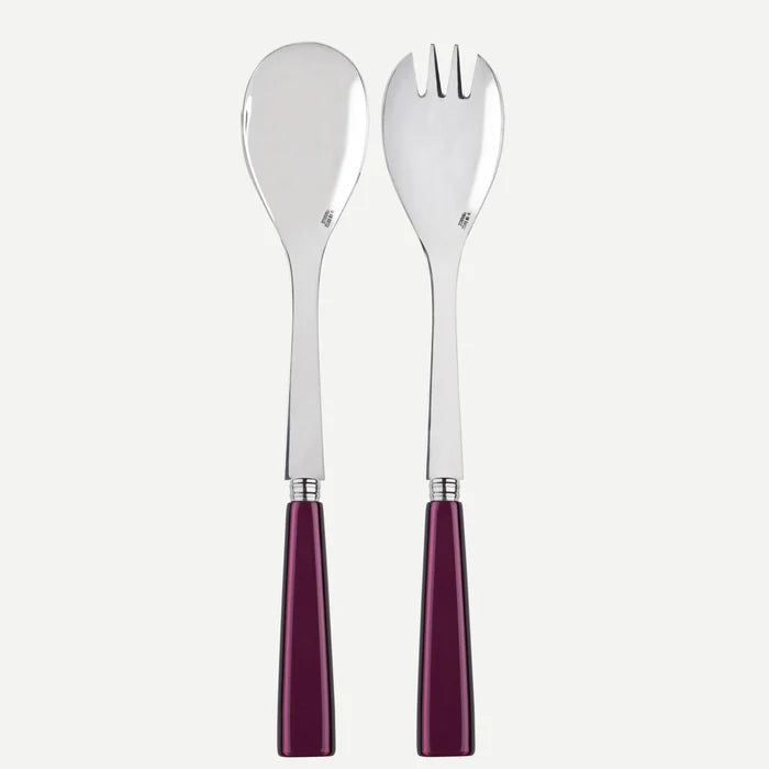 A TABLE Couverts à salade ICONE Aubergine -Inox et carbone