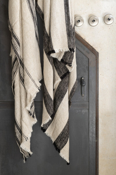 ACCESSOIRE Plaid lignes lin beige