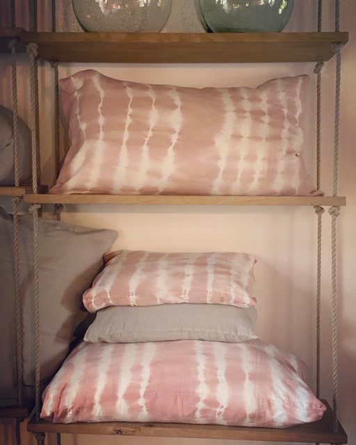 DECORATION Coussin Tye&Dye Rose poudré en lin