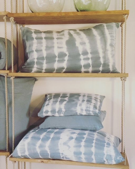 DECORATION Coussin Tye&Dye Céladon en lin