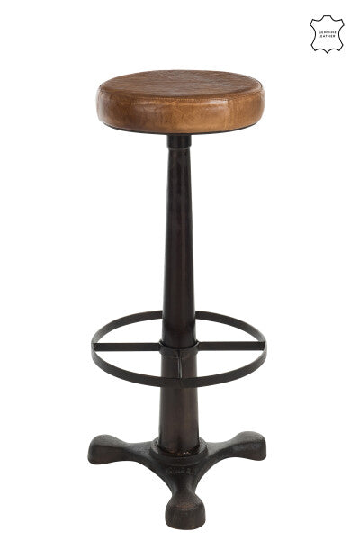 AMEUBLEMENT Tabouret cuir-métal brun
