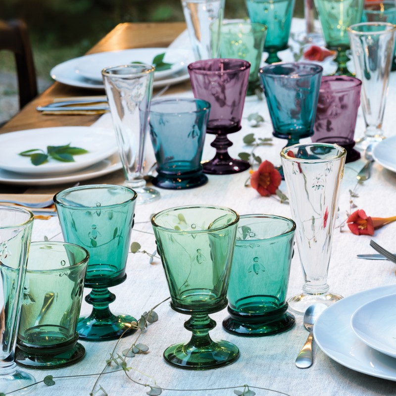 A TABLE Verre Set de 4 verres à pied 4 couleurs assorties ABEILLE