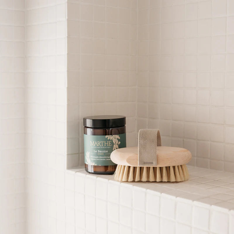 SALLE DE BAIN Brosse de massage à sec Frêne sangle Beige