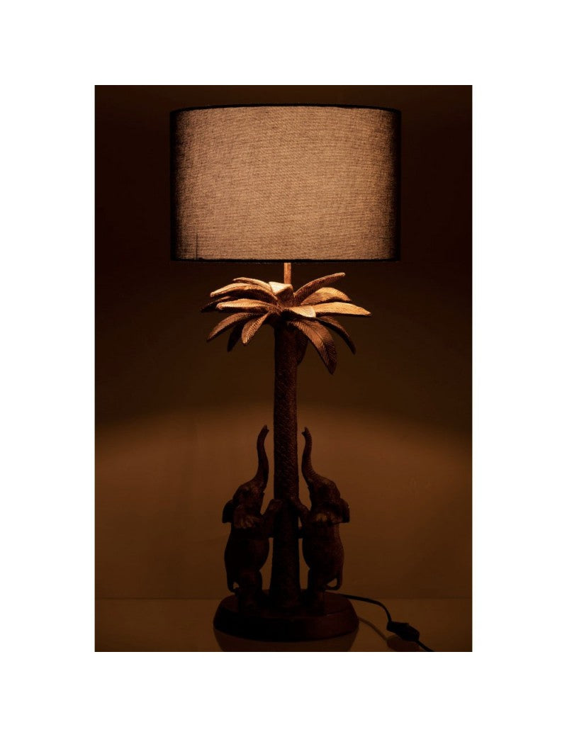 LUMINAIRE A poser Lampe Palmier Eléphant résine marron