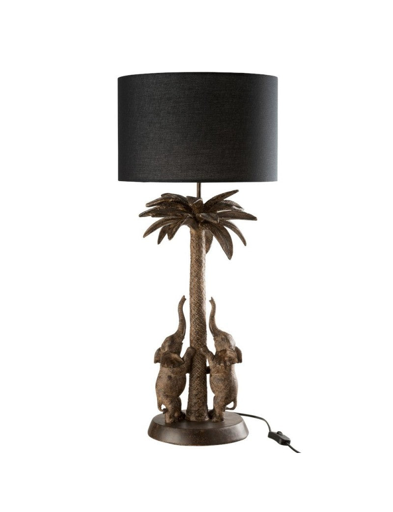 LUMINAIRE A poser Lampe Palmier Eléphant résine marron