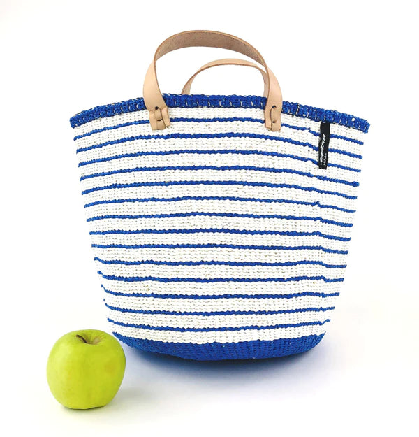 ACCESSOIRE Panier de marché Kiondo Anses courtes Multibandes bleues L