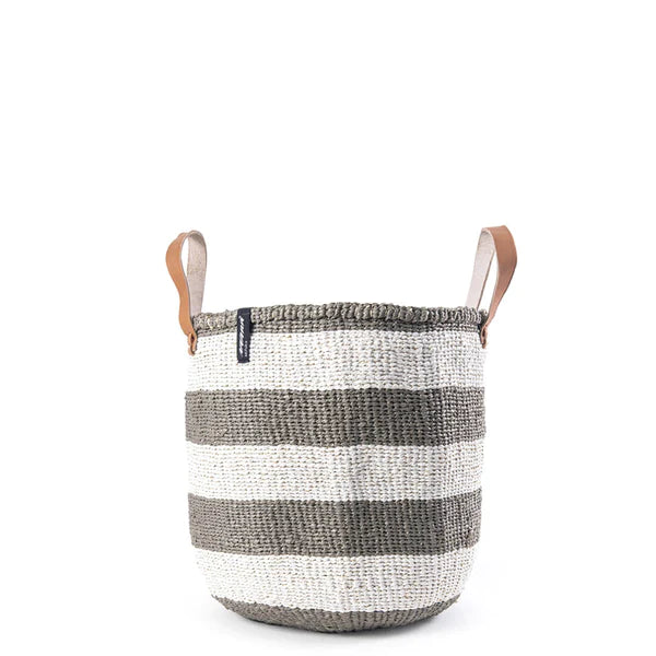 ACCESSOIRE Panier de marché Kiondo Anses courtes Rayures Gris chaud M