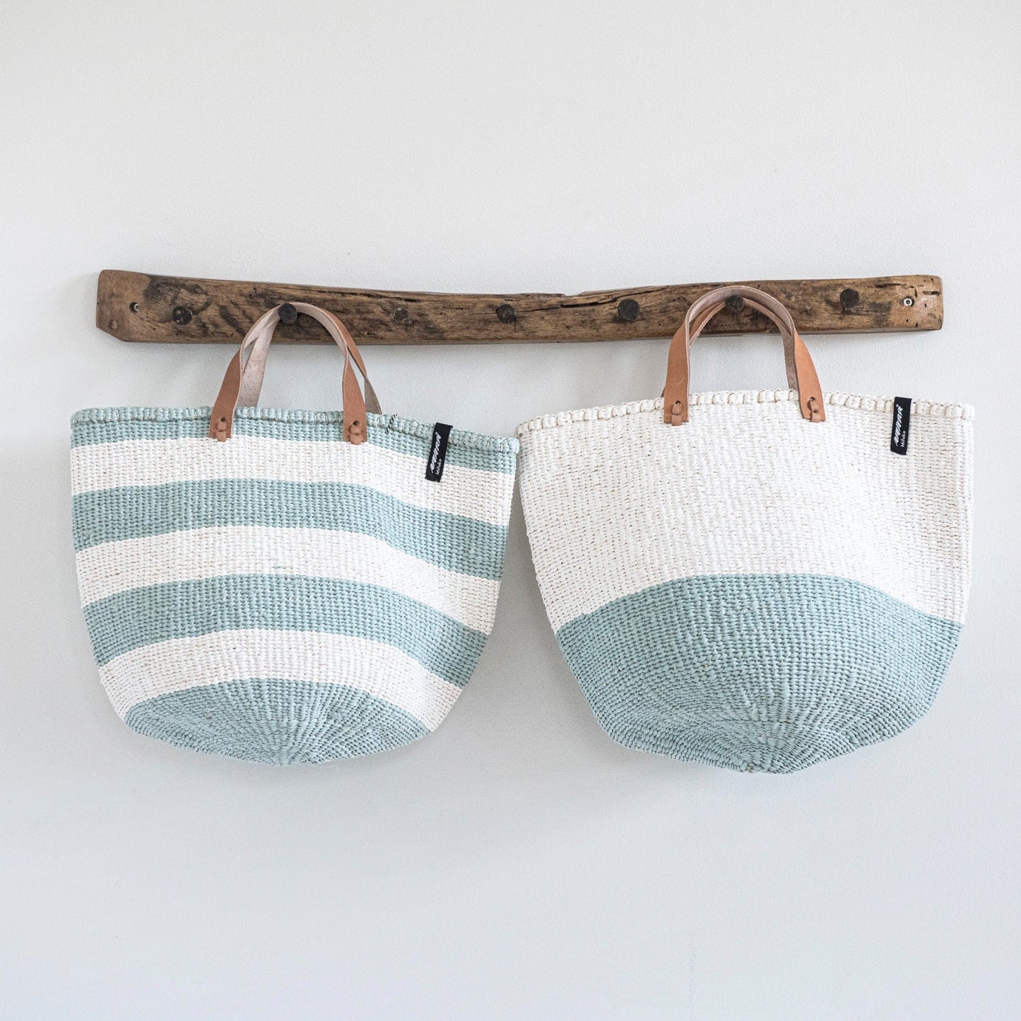 ACCESSOIRE Panier de marché Kiondo Anses courtes rayures Bleu clair M