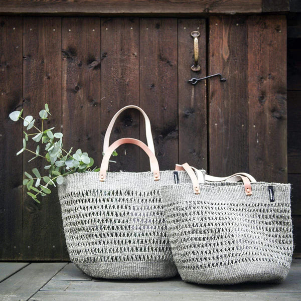 ACCESSOIRE Panier Kiondo Porté à l'épaule Tissage ouvert Gris clair L