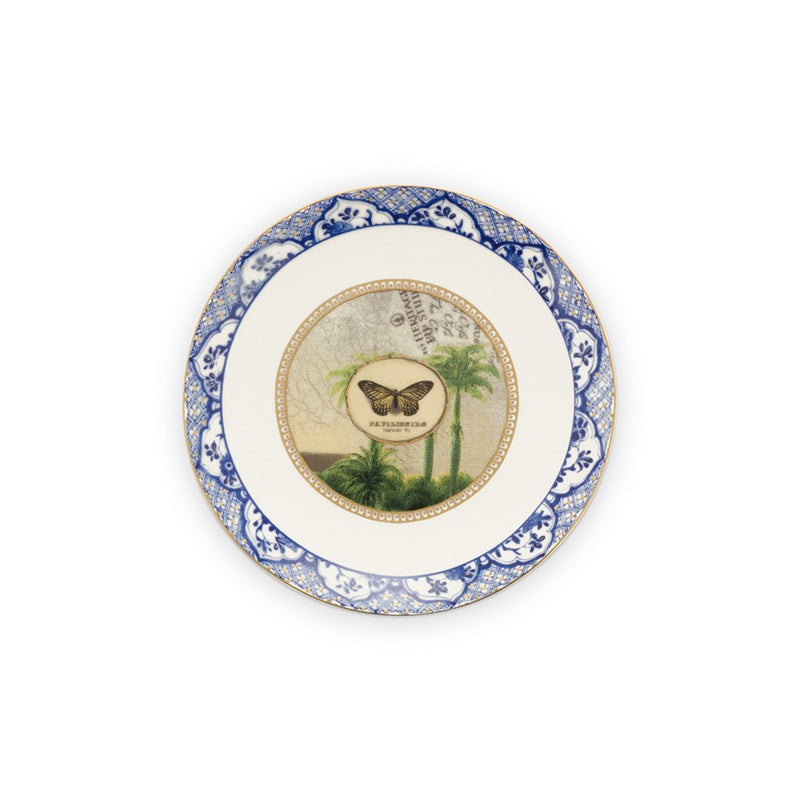 A TABLE Assiette plate Héritage Papillon bleu en porcelaine