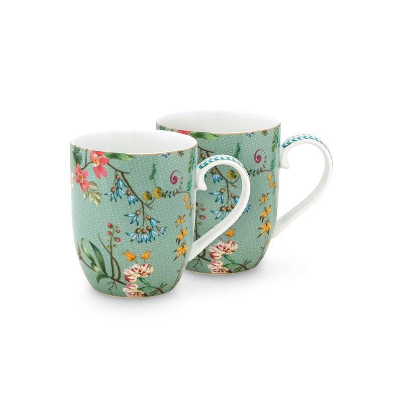A TABLE Coffret Petits Mugs JOLIE FLEUR BLEU en porcelaine