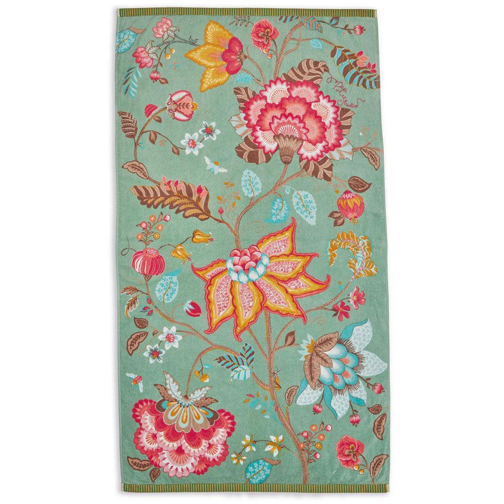 ACCESSOIRE Drap de bain Fleurs Vert clair en coton