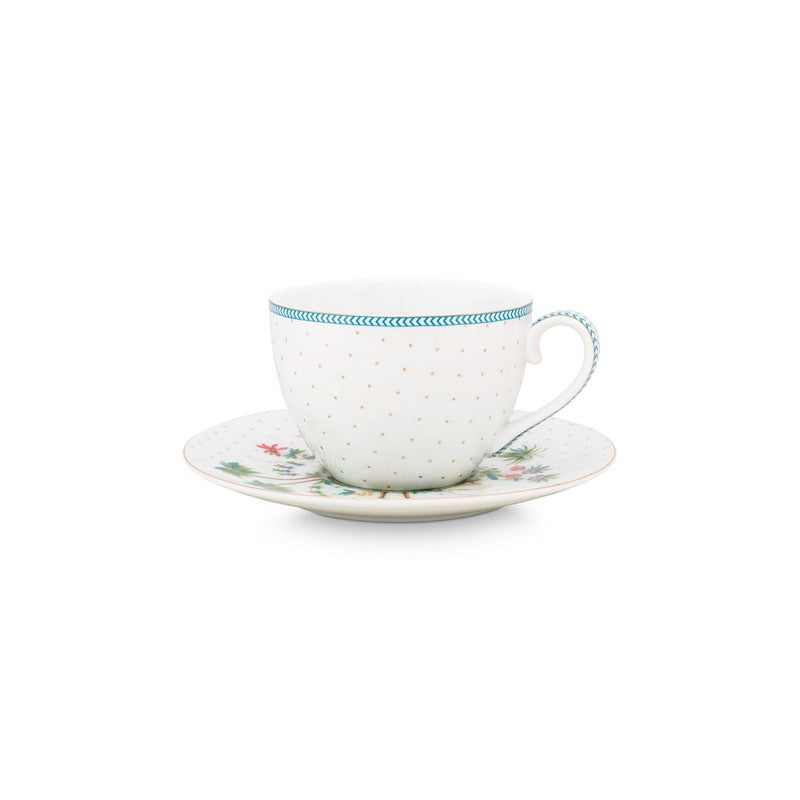 A TABLE Paire Tasse café JOLIE Pois Or en porcelaine 120ML