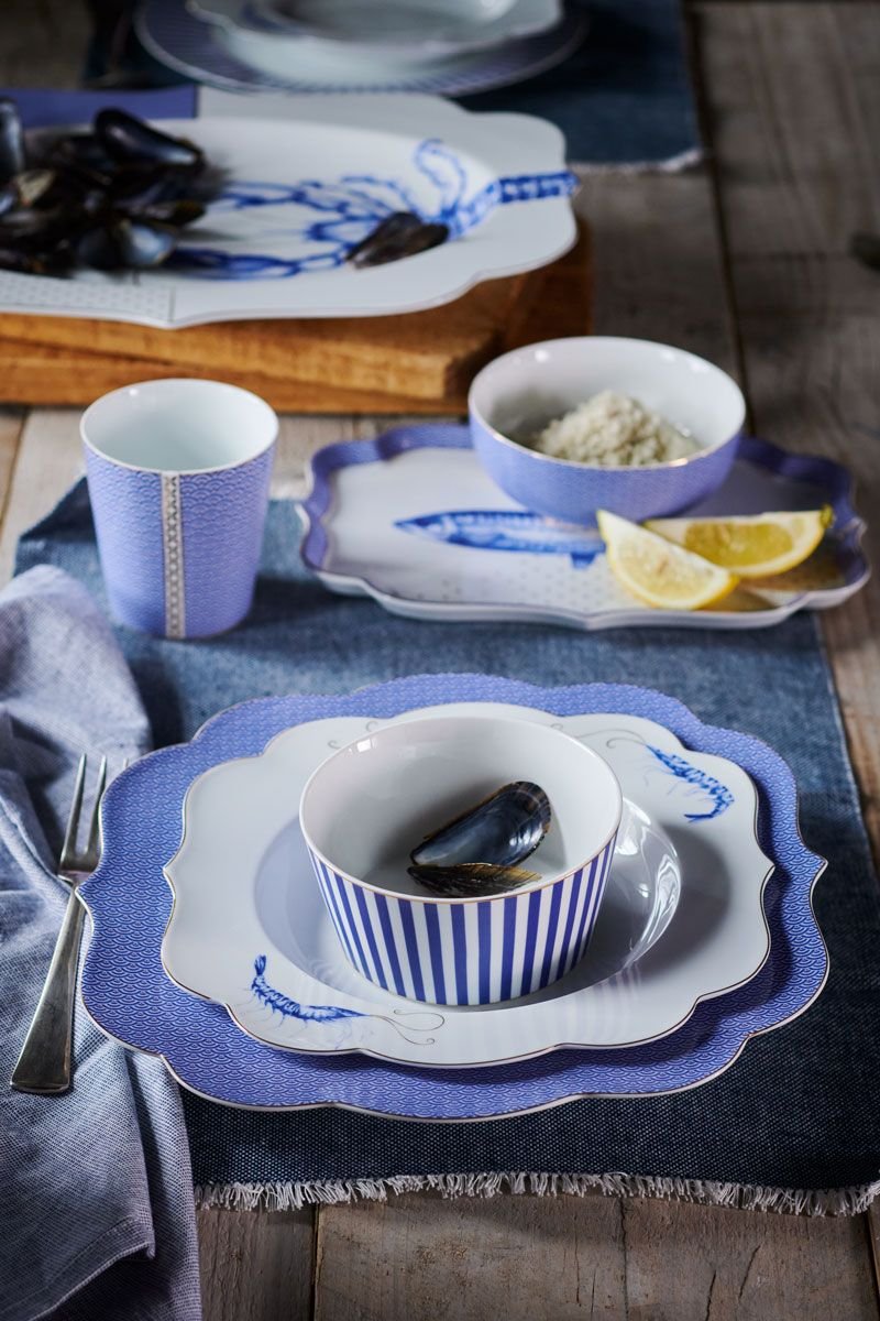 A TABLE Assiette plate ROYAL YERSKE Bleu en porcelaine