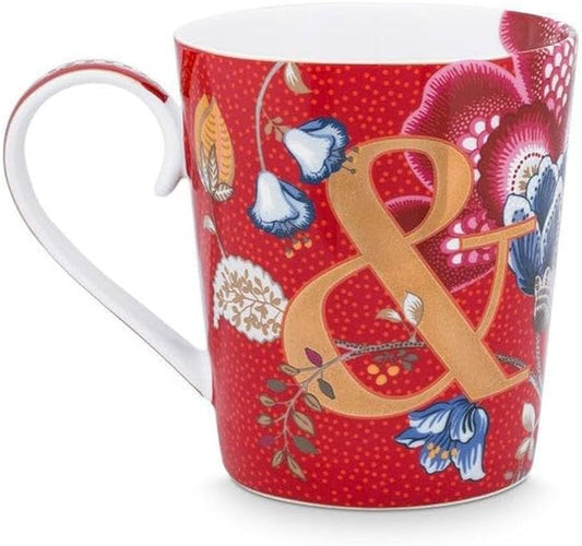 A TABLE Mug ALPHABET -& Rouge en porcelaine