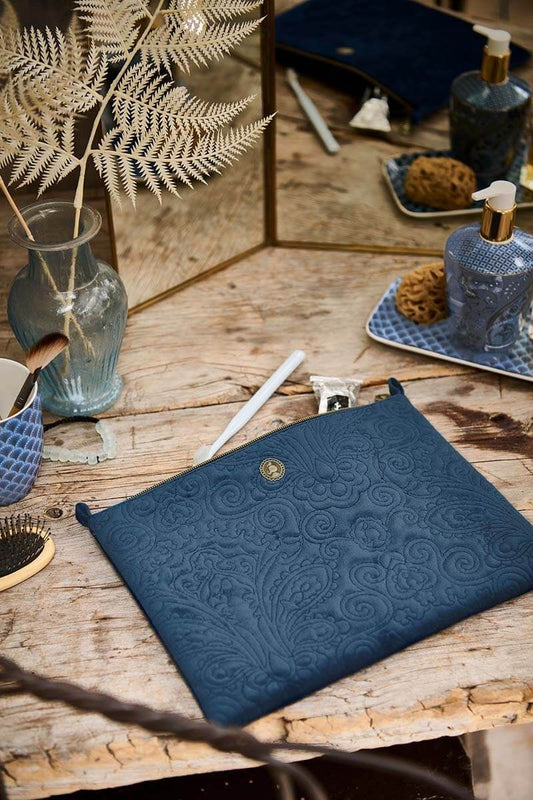 ACCESSOIRE Pochette Velours Bleu brodé