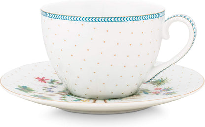 A TABLE Paire Tasse thé JOLIE POIS Or en porcelaine 280ML