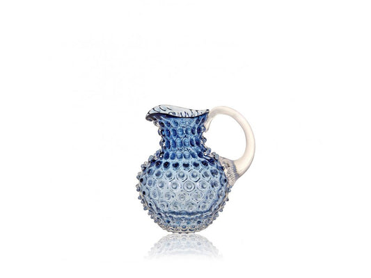 A TABLE Carafe cristal de Bohême Bleu fumé anse transparente pointe de diamant