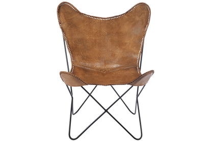 AMEUBLEMENT Chaise lounge cuir-métal cognac