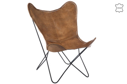 AMEUBLEMENT Chaise lounge cuir-métal cognac