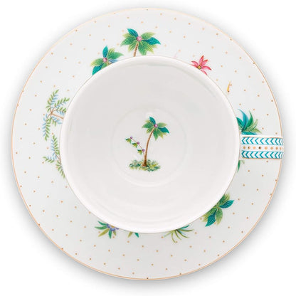 A TABLE Paire Tasse thé JOLIE POIS Or en porcelaine 280ML