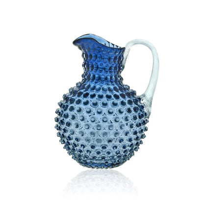 Carafe cristal de Bohême Bleu fumé anse transparente 2L